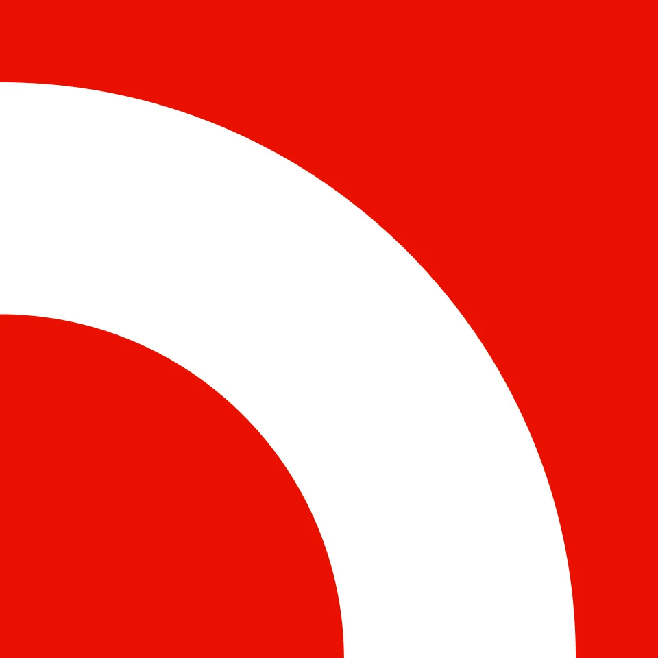 red box with white semi circle
