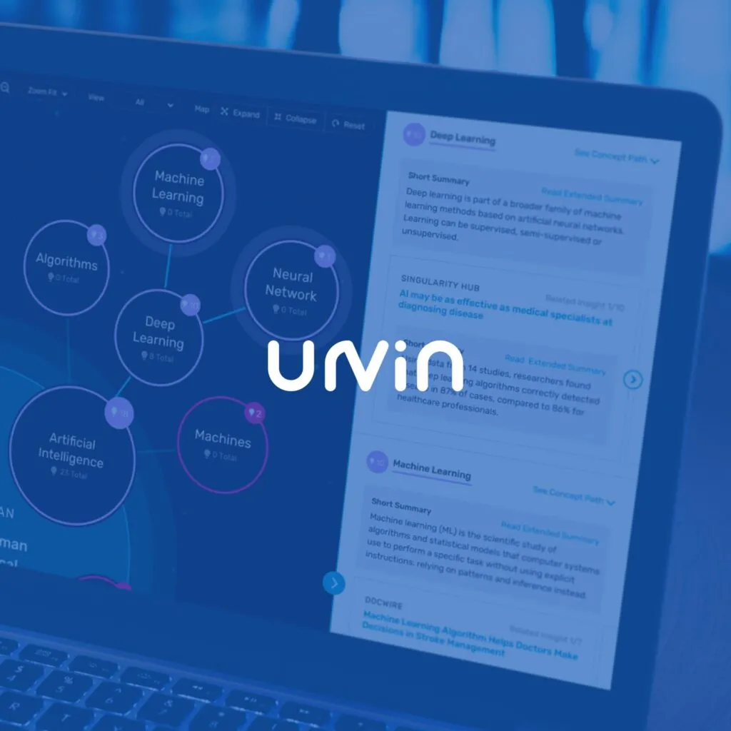 Screenshot, Urvin website with logo on top.