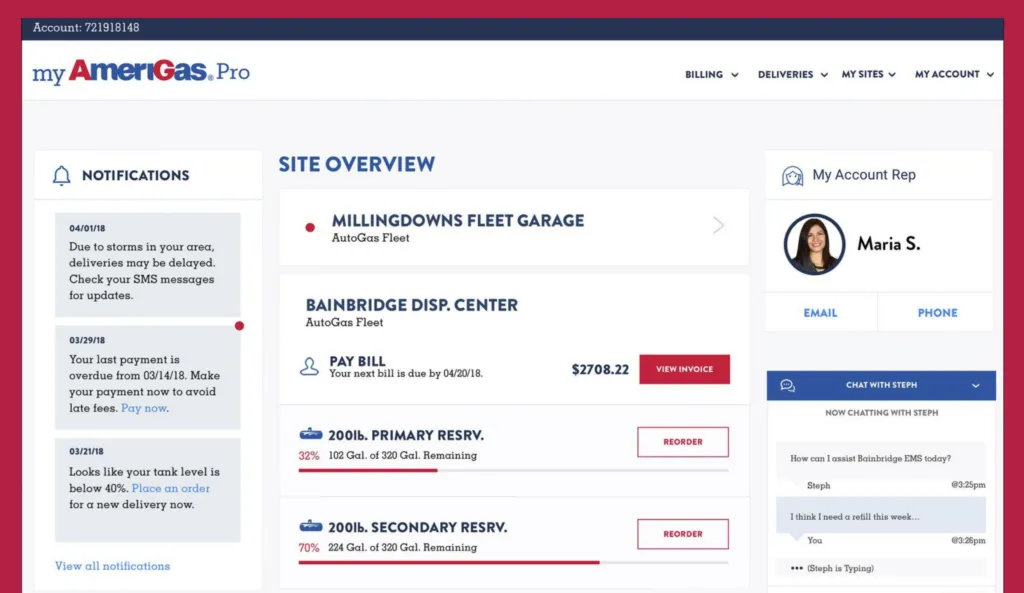 My AmeriGas Pro dashboard.