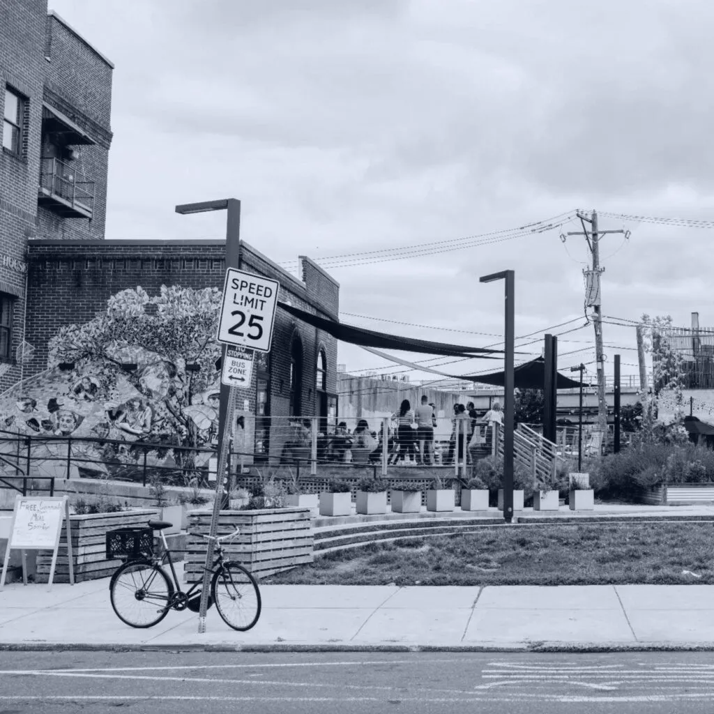 Fishtown street scene across from the O3 office.