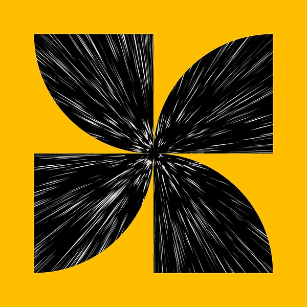 Picture for a blog about using AI to enhance conversion rates. Black pinwheel shape with yellow background.